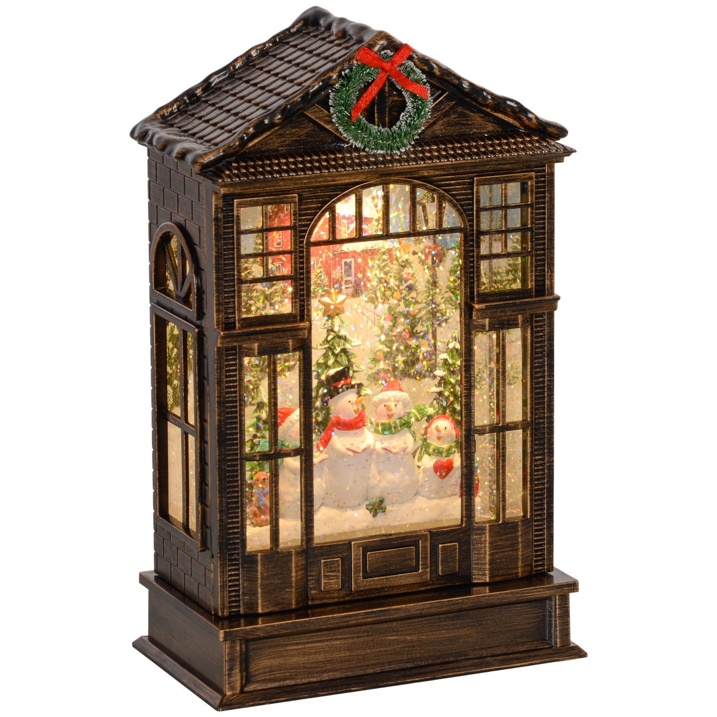 Christmas Snow Globe Lantern with Lights, Musical Snow Globe with Swirling Glitter