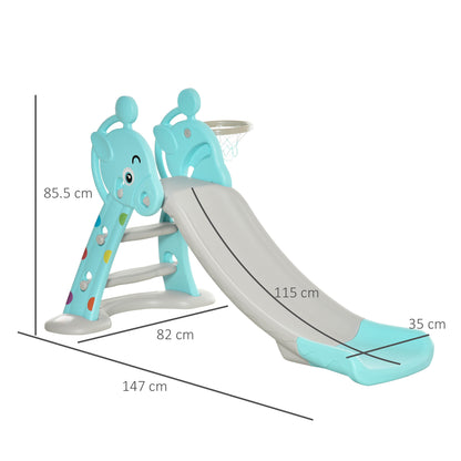 Kids Slide 2 in 1 Toddler Freestanding slide with Basketball Hoop Indoor/Outdoor Use Deer Shaped for 18 months -4 Years Old B