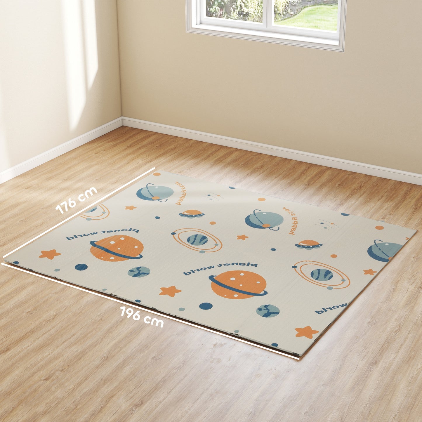 Baby Play Mat, Double Sideded Foldable Kids Crawling Mat, Reversible & Waterproof, Astronaut and Planet