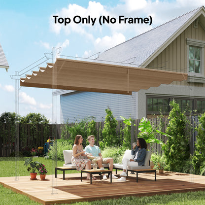 Retractable Pergola Cover, 2.55 x 2.5 m Replacement Canopy Fabric for 3 x 3 m Frame, Roof Top Only, Tan