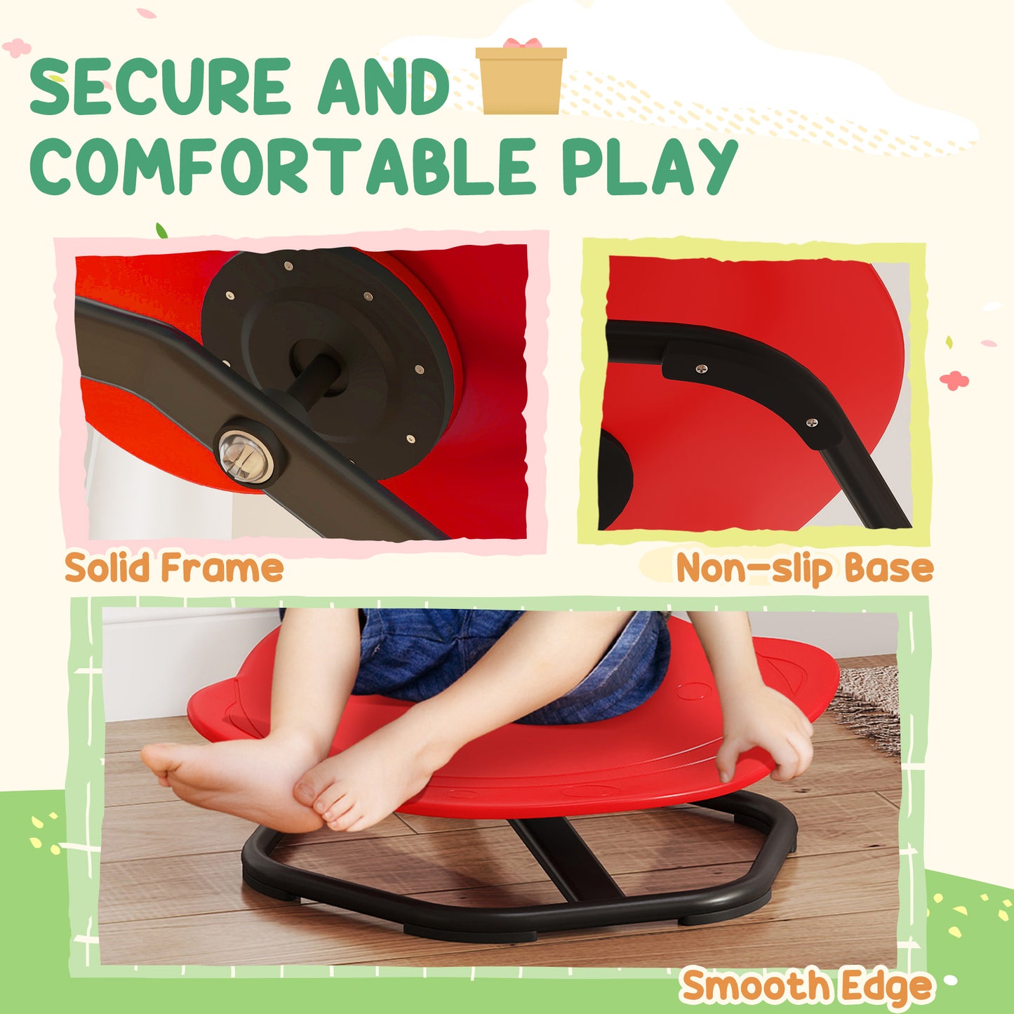Planet-Shaped-kids Swivel Chair, Sensory Spinning Chair for Balance, Coordination Training, Red