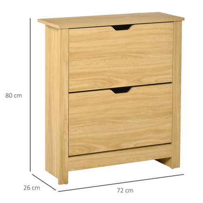 Narrow Shoe Cabinet, Space Saving Shoe Storage Cabinet with 2 Flip Drawers and Adjustable Shelves for 6-12 Pairs of Shoes for