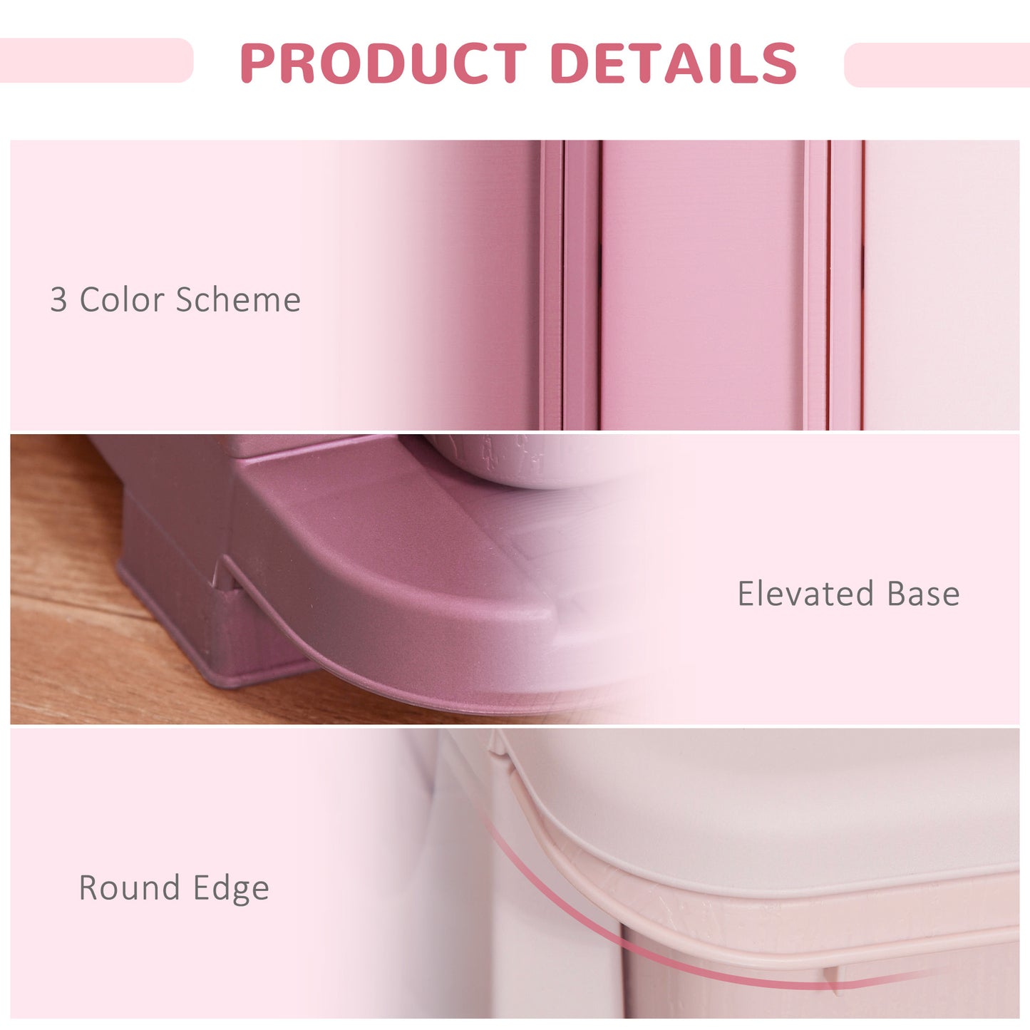 3 Drawers Plastic Kids Storage Units, 3 Tier Children Toy Chest for Nursery, Playroom, Bedroom, Pink