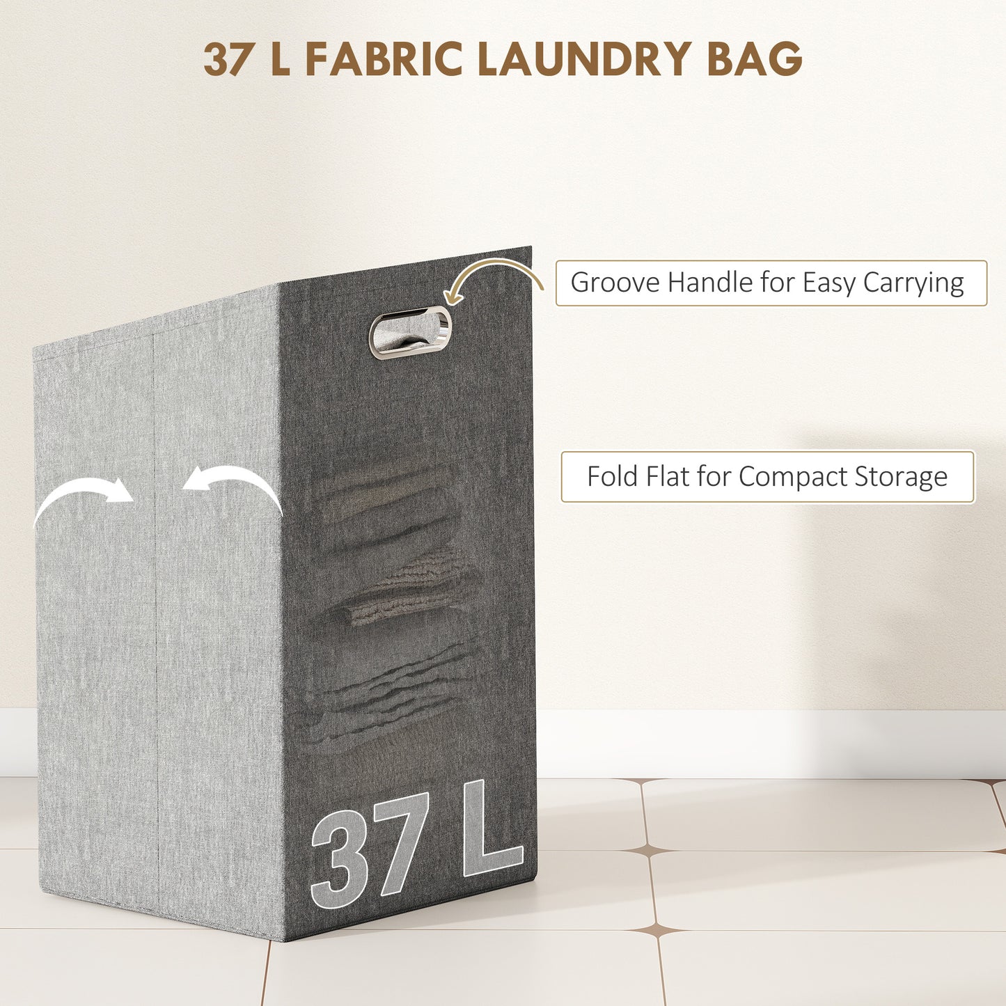 Bamboo Laundry Cabinet with Slatted Door, Bathroom Cabinet with Tilt-Out Hamper and Removable Liner Bag, 40 x 30D x 95 cm