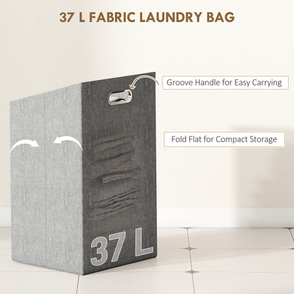 Bamboo Laundry Cabinet with Slatted Door, Bathroom Cabinet with Tilt-Out Hamper and Removable Liner Bag, 40 x 30D x 95 cm