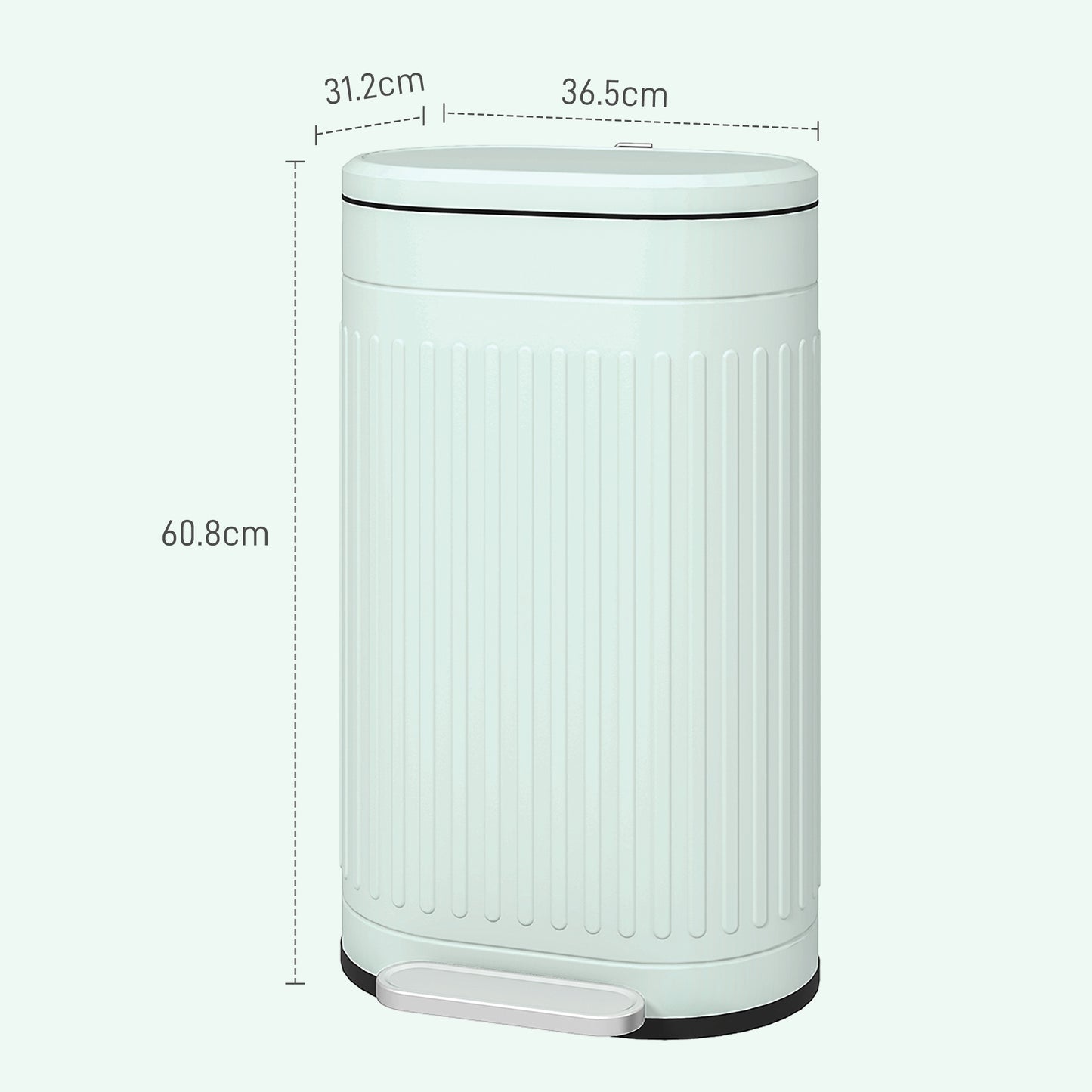 30L Metal Kitchen Bin, with Soft-Close Lid - Light Green