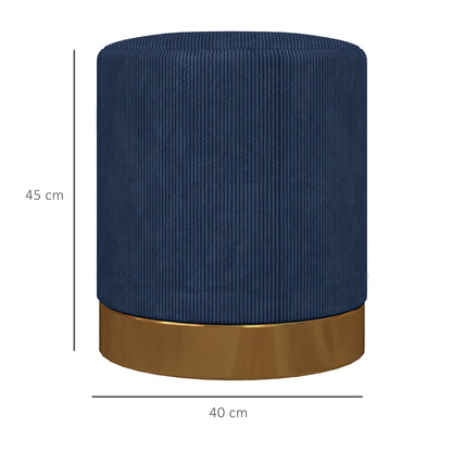 Soft Padded Corduroy Footstool - Dark Blue