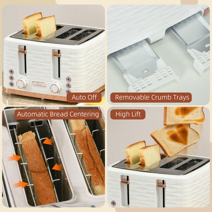 Four-Slice Rippled Toaster - White