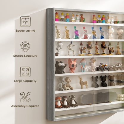 Six Shelf Display Cabinet, with Glass Doors - Graphite Wood Effect