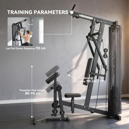 Multi Gym with Adjustable Seat and Back, All in One Home Gym Machine with 45kg Weight Stack for Full Body Strength Training
