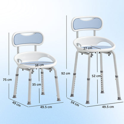 Shower Chair with Padded Seat Adjustable Height Shower Stool Bath Seat with Back and Anti-Slip Feet