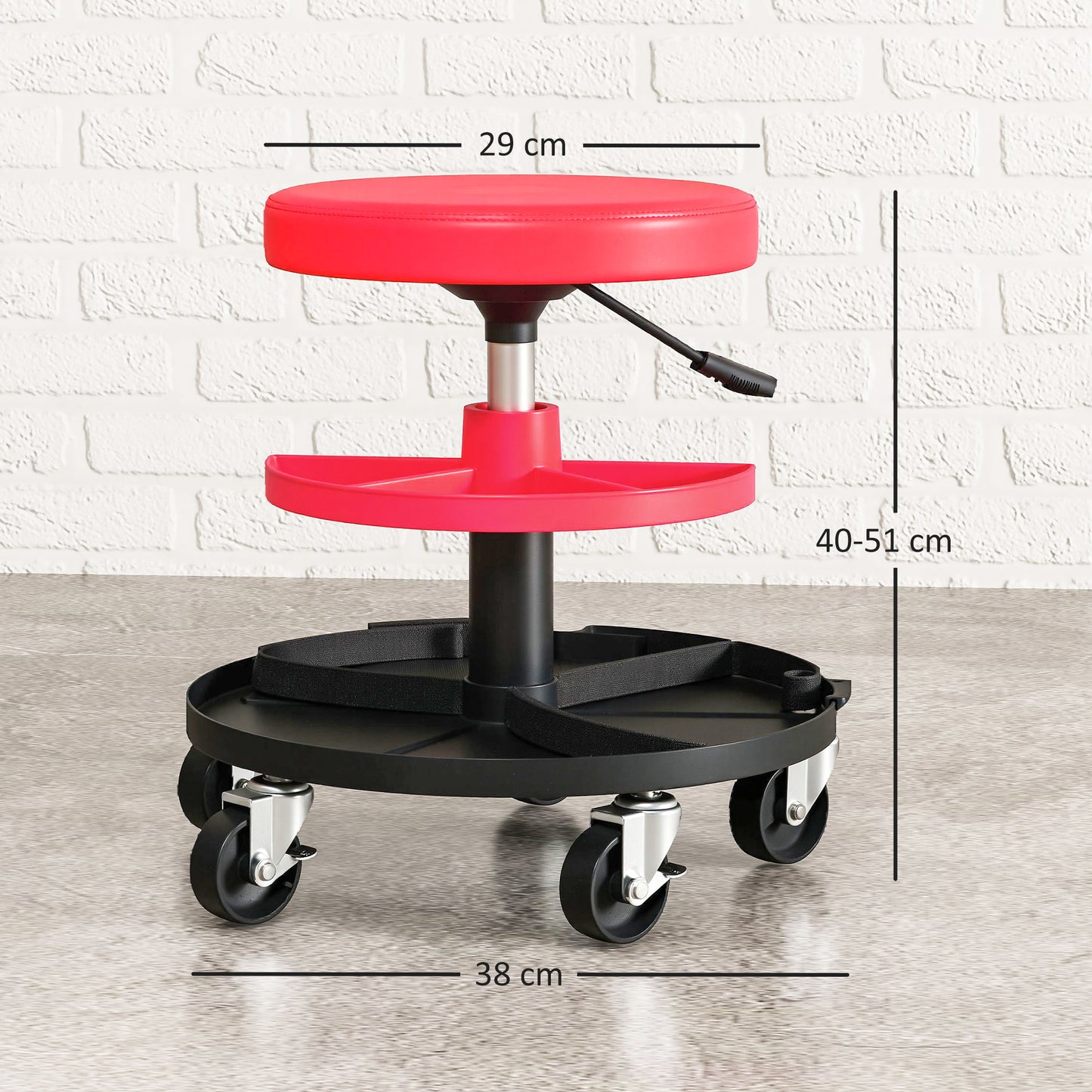 Rolling Mechanic Stool, 135kg Capacity Workshop Stool, 360° Swivel Roller Padded Creeper Seat with Wheels