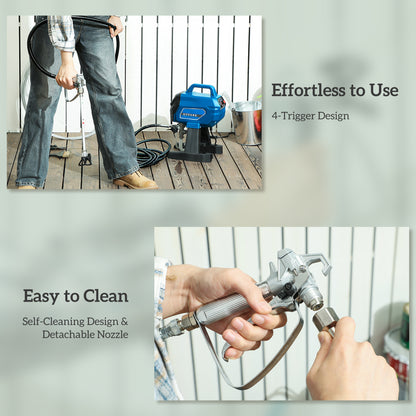 Airless Paint Sprayer, Thinning-Free Electric Paint Spray Gun for Walls, Fences & DIY Projects, Dark Blue