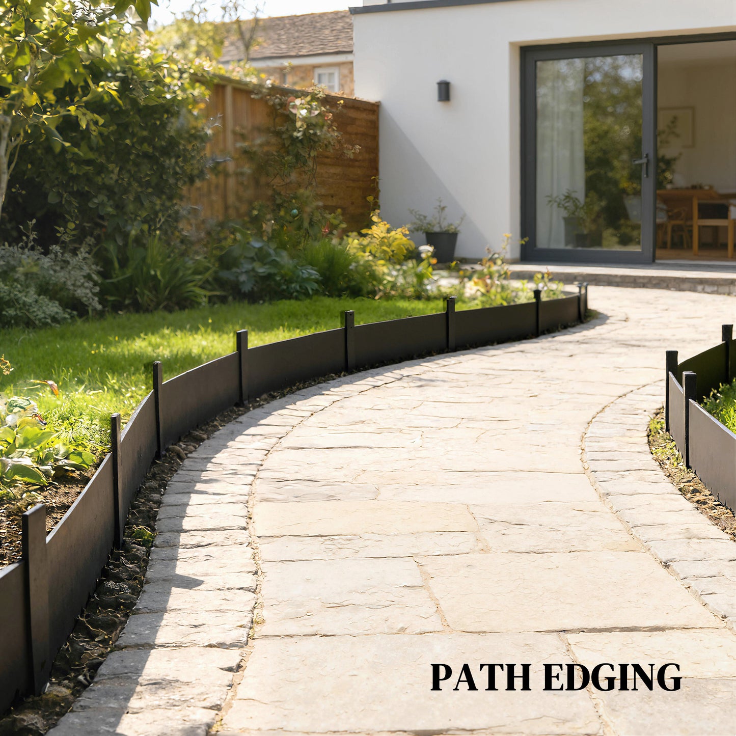 5pcs Garden Fence, Metal Picket Fence Panels, 102x20cm, Black