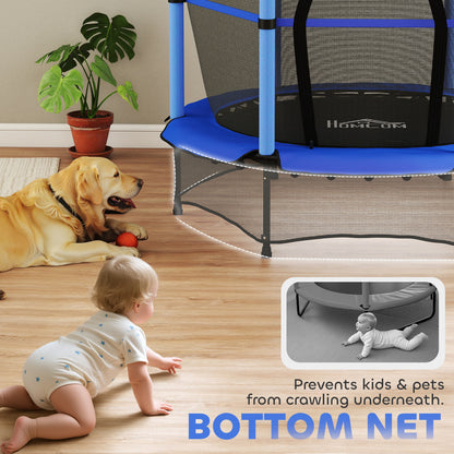 4.6FT/55" Kids Trampoline with Enclosure Net, Outdoor Indoor Use, for Ages 3-10 Years, Blue