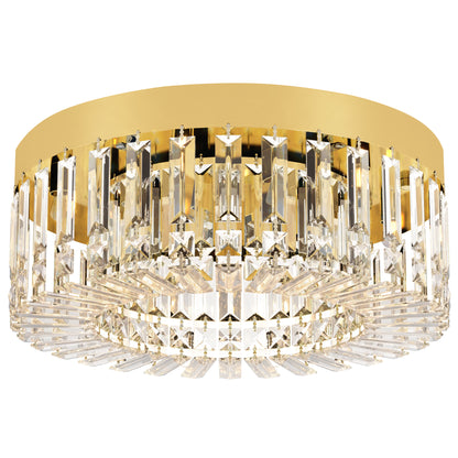 Crystal Chandeliers with 225 Crystal Pendants, 8-Light Ceiling Light for Living Room, Bedroom Dining Room, Gold Tone