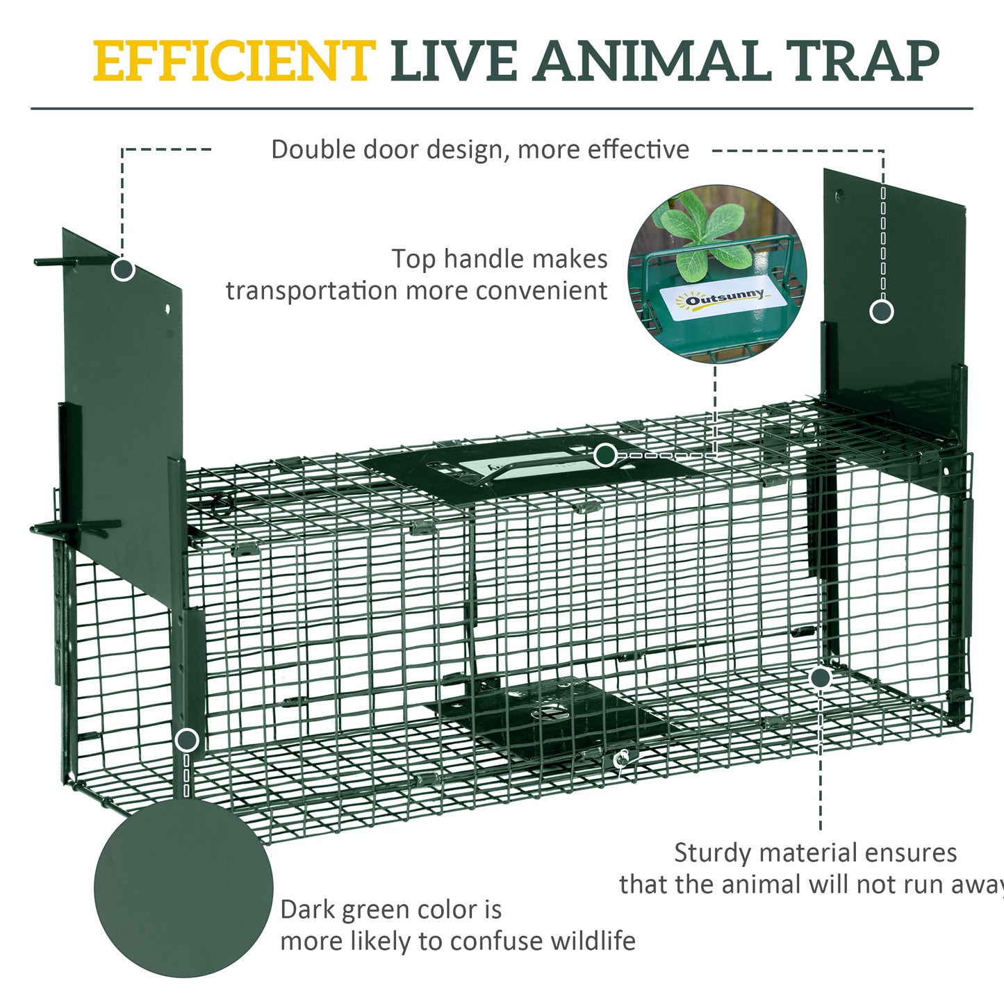 Animal Trap Cage, Humane Rat Trap with Double Doors, Squirrel Trap for Indoors & Outdoors, Catch and Release Mice, Rats