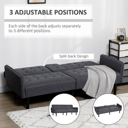 Three-Seater Sofa Bed, with Cupholders - Grey