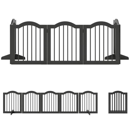 Freestanding Dog Gate Wooden Stair Gate for Dogs with Support Feet Foldable Pet Fence Safety Barrier for the House Doorway St