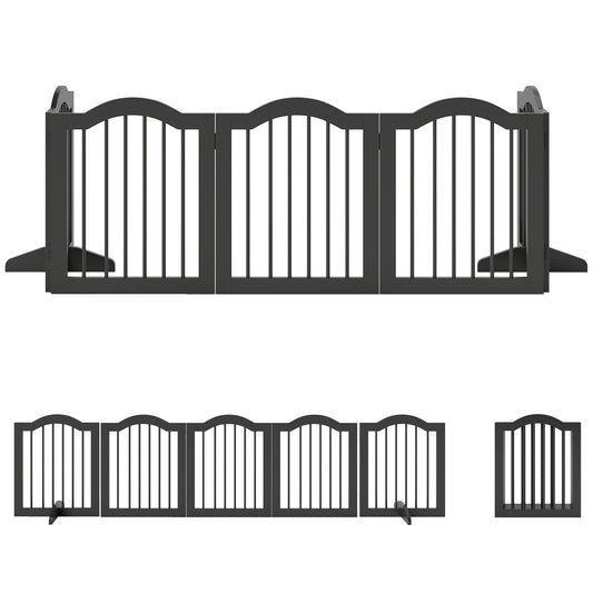 Freestanding Dog Gate Wooden Stair Gate for Dogs with Support Feet Foldable Pet Fence Safety Barrier for the House Doorway St