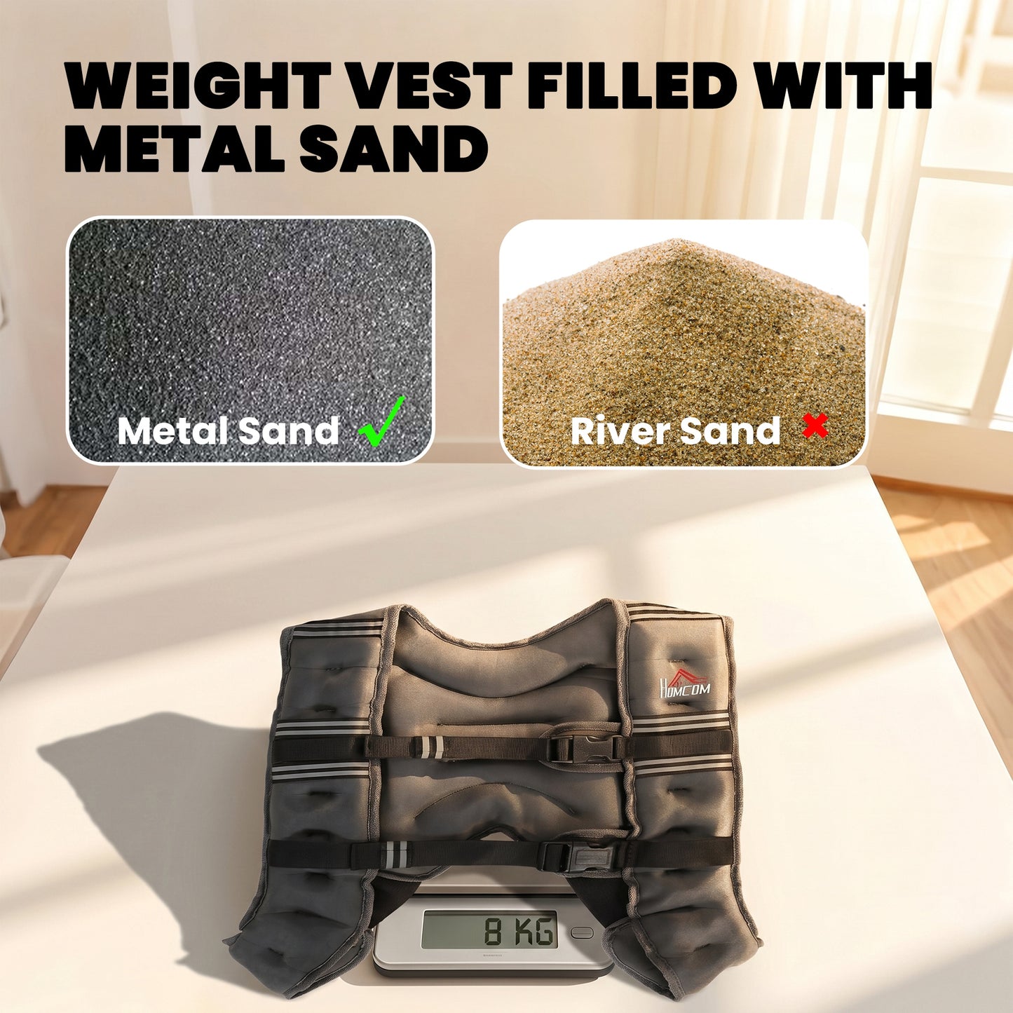 8KG Weighted Vest, Running Weight Vest with Adjustable Strap, Convenient Pocket and Reflective Strips for Men and Women