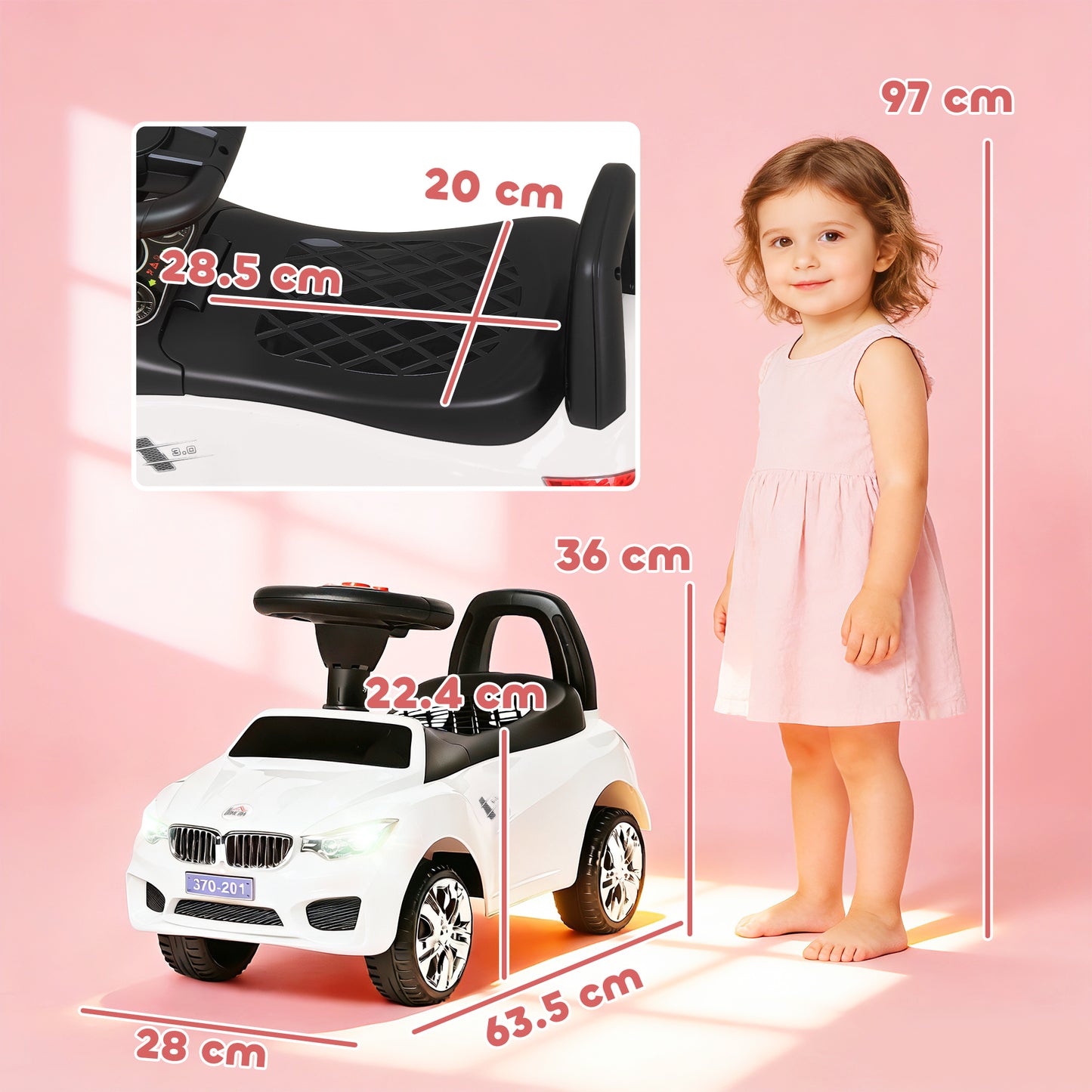 Ride on Car Baby Toddler Walker Foot to Floor Sliding Car Slider, White