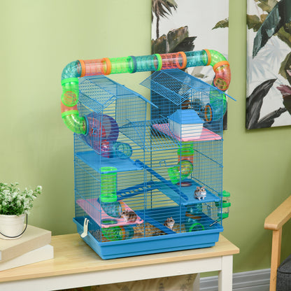 Hamster Cage, 5 Tier Carrier Habitat with Exercise Wheels Tunnel Tube Water Bottle Dishes House Ladder
