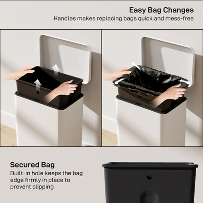 20L Kitchen Bin with Soft-Close Lid and Stay-Open Function, Pedal Bin with Removable Inner Bucket for Kitchen, Office, Home