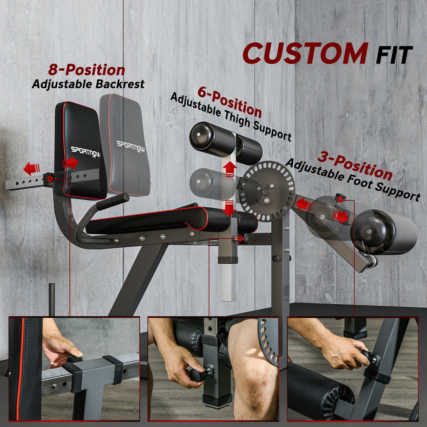 Seated Leg Extension and Curl Machine, Adjustable Leg Raise Machine and Curl Machine with Plate Loaded for Hip, Thigh