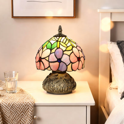 Tiffany-Style Table Lamp with Sculpted Dragonfly Base, Handcrafted Classic Stained Glass Bedside Lamp for Living Room and Bed