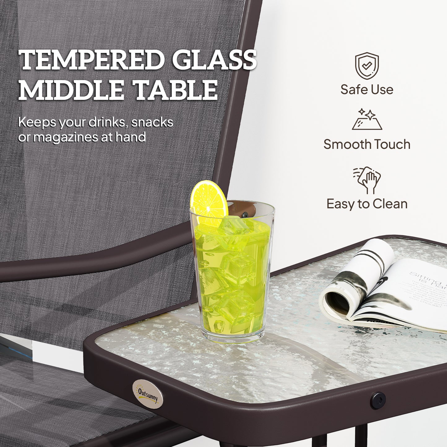 Gliding Jack and Jill Seat, with Glass-Top Table - Brown/Grey