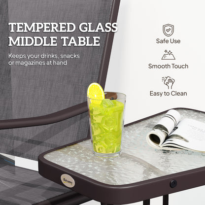 Gliding Jack and Jill Seat, with Glass-Top Table - Brown/Grey
