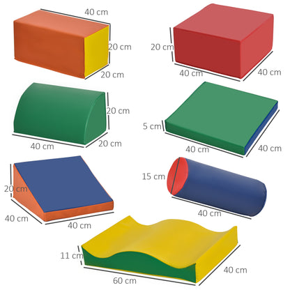 Soft Play Set, 7 Piece Foam Blocks, Toddler Climb and Crawl Activity Set for 1-3 Years