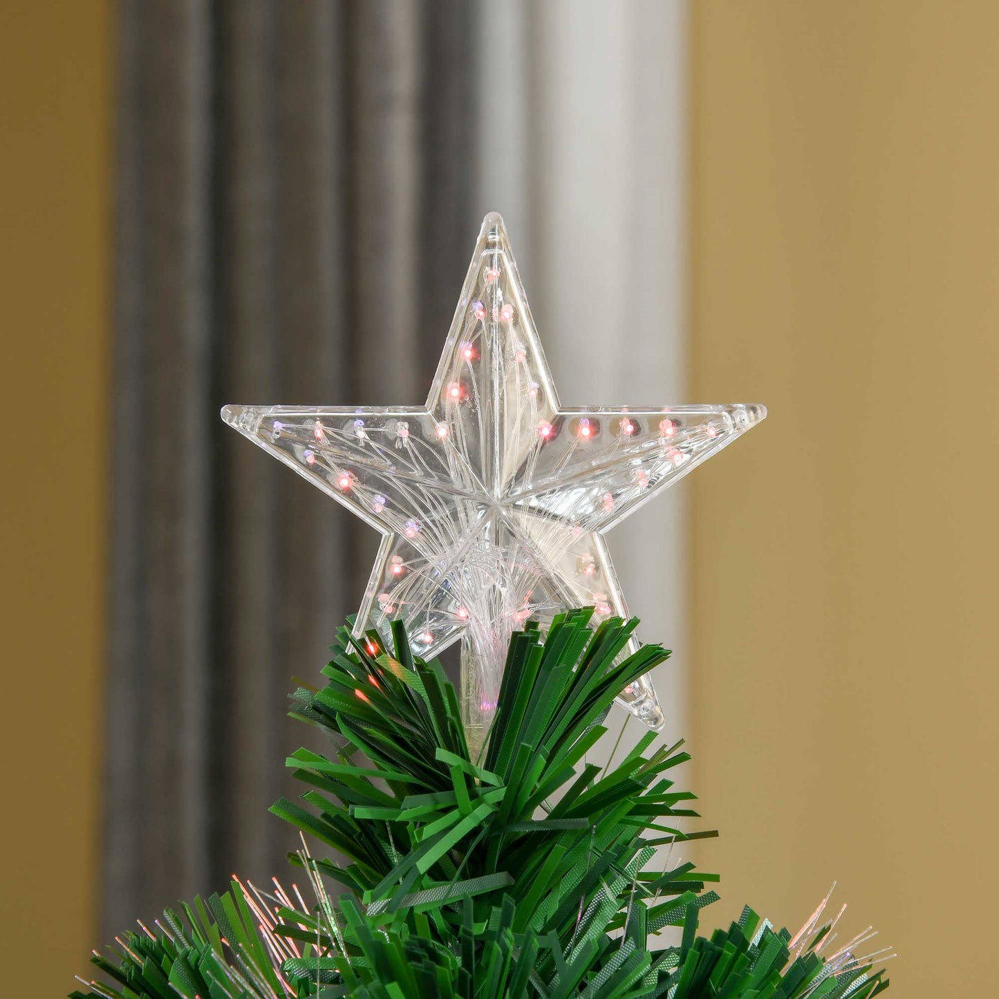 4FT Pre-Lit Fibre Optic Artificial Christmas Tree Holiday Xmas Décor with Tree Topper Multi-Colour