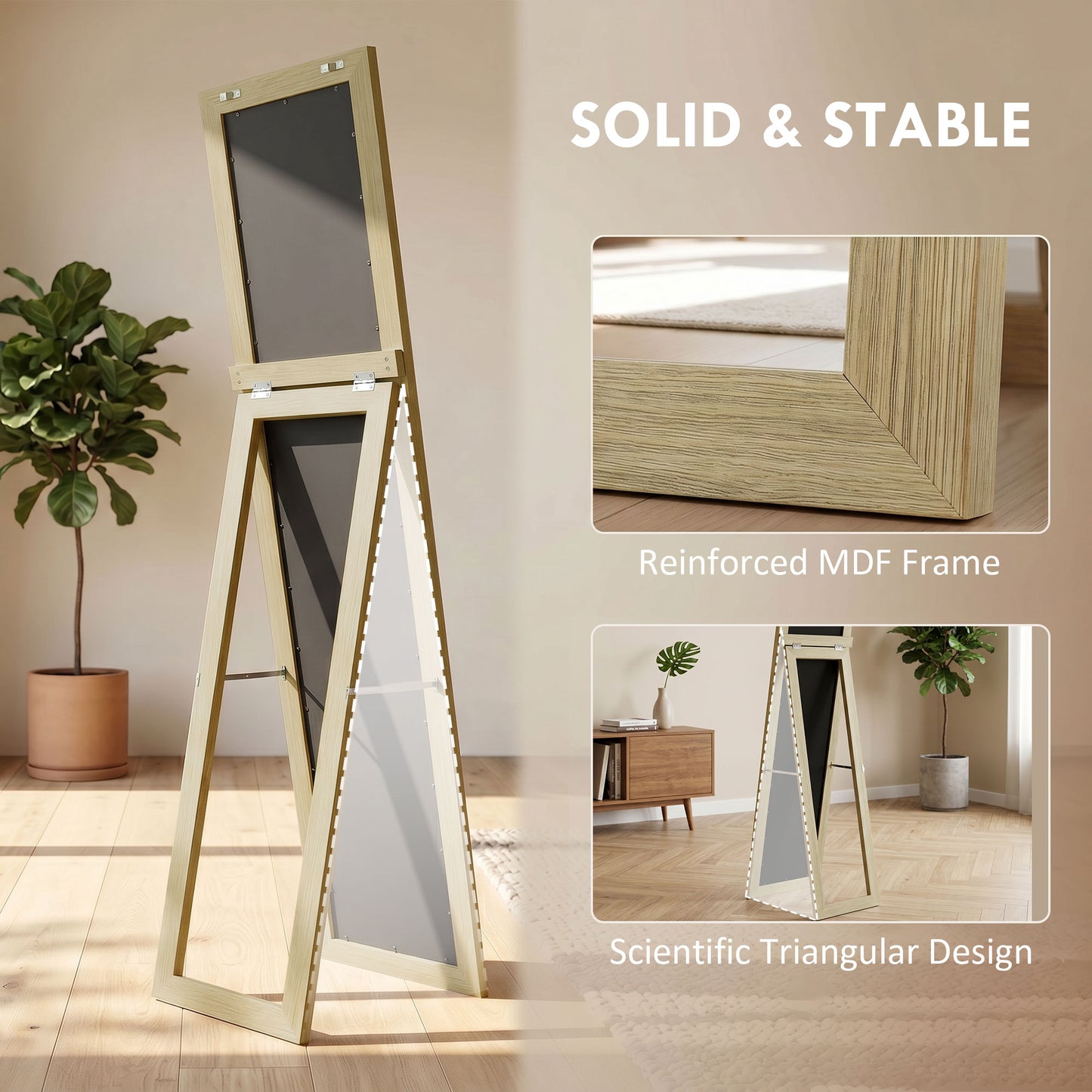 37 x 157 cm Full Length Mirror - Natural