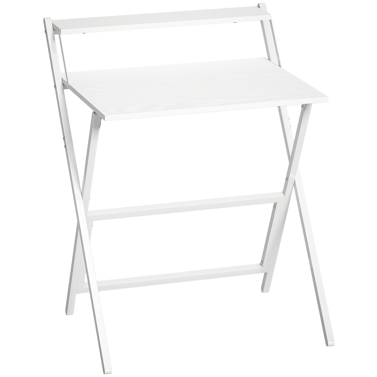 70 cm Folding Computer Desk with Monitor Shelf - White