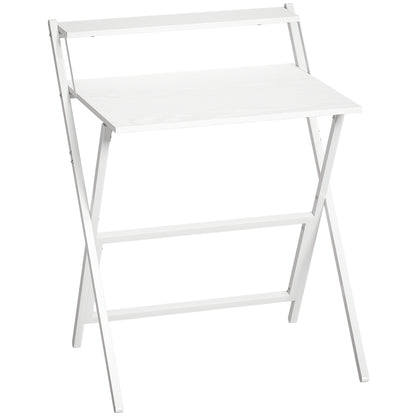 70 cm Folding Computer Desk with Monitor Shelf - White