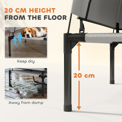 Portable Elevated Dog Bed with Removable Canopy, Cooling Raised Pet Cot for Medium Large Dogs, 92 x 75 x 85 cm
