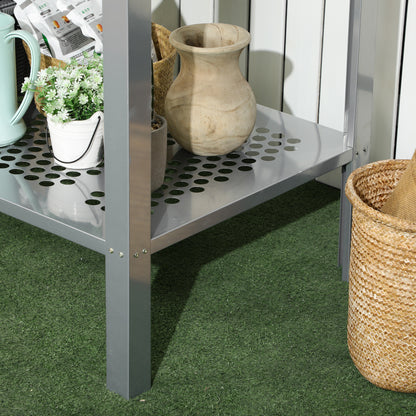 2-Tier Plant Stand, Corner Plant Shelf for Outdoor and Indoor Storage Organizer, Freestanding Flower Rack with Steel Frame