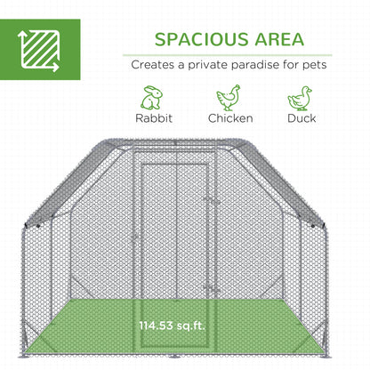 Walk in Chicken Run Chicken Coop Hen House Outdoor with Roof for 10-12 Chickens, 380 x 280 x 195cm