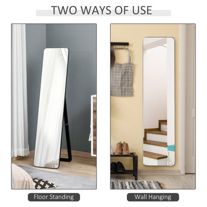 Full Length Mirror, 156 x 37 cm Rectangular Full Body Mirror with Stand, Floor Standing