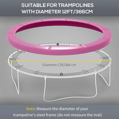 12FT Trampoline Spring Cover, Plastic Trampoline Pad Replacement with Elastic Cord, Waterproof