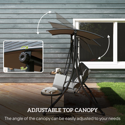Three-Seater Garden Swing, with Adjustable Canopy - Black/Grey