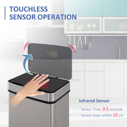 72L Recycling Sensor Bin Stainless Steel 3 Compartments For Both Wet/Dry Waste w/Removable Lid Kitchen Home