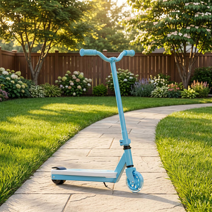 Electric Scooter for Kids Aged 4-7 Years, with Flashing LED Lights, Rear Auxiliary Wheels, Blue