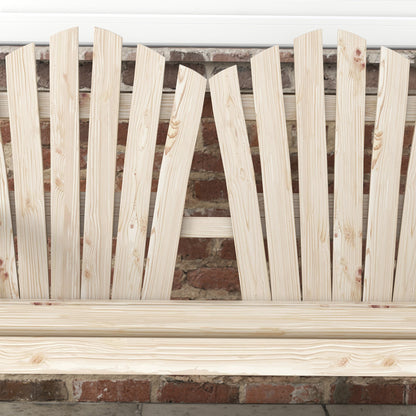 Fir Wood Love Seats with Wheel-Shaped Armrests, Large Load-Bearing Chair, Natural Wood Finish