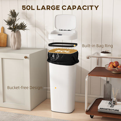 50L Stainless Steel Sensor Bin - White