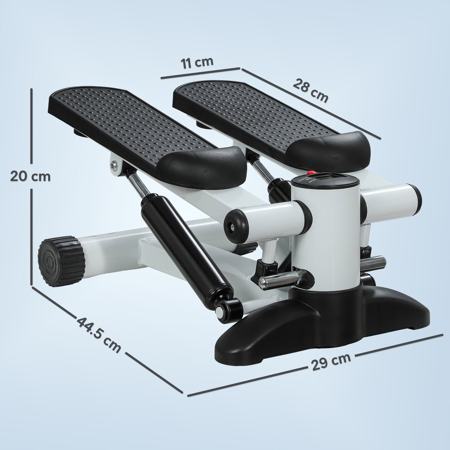 Mini Stepper Machine, with LCD Monitor, Non-Slip Pedals, White