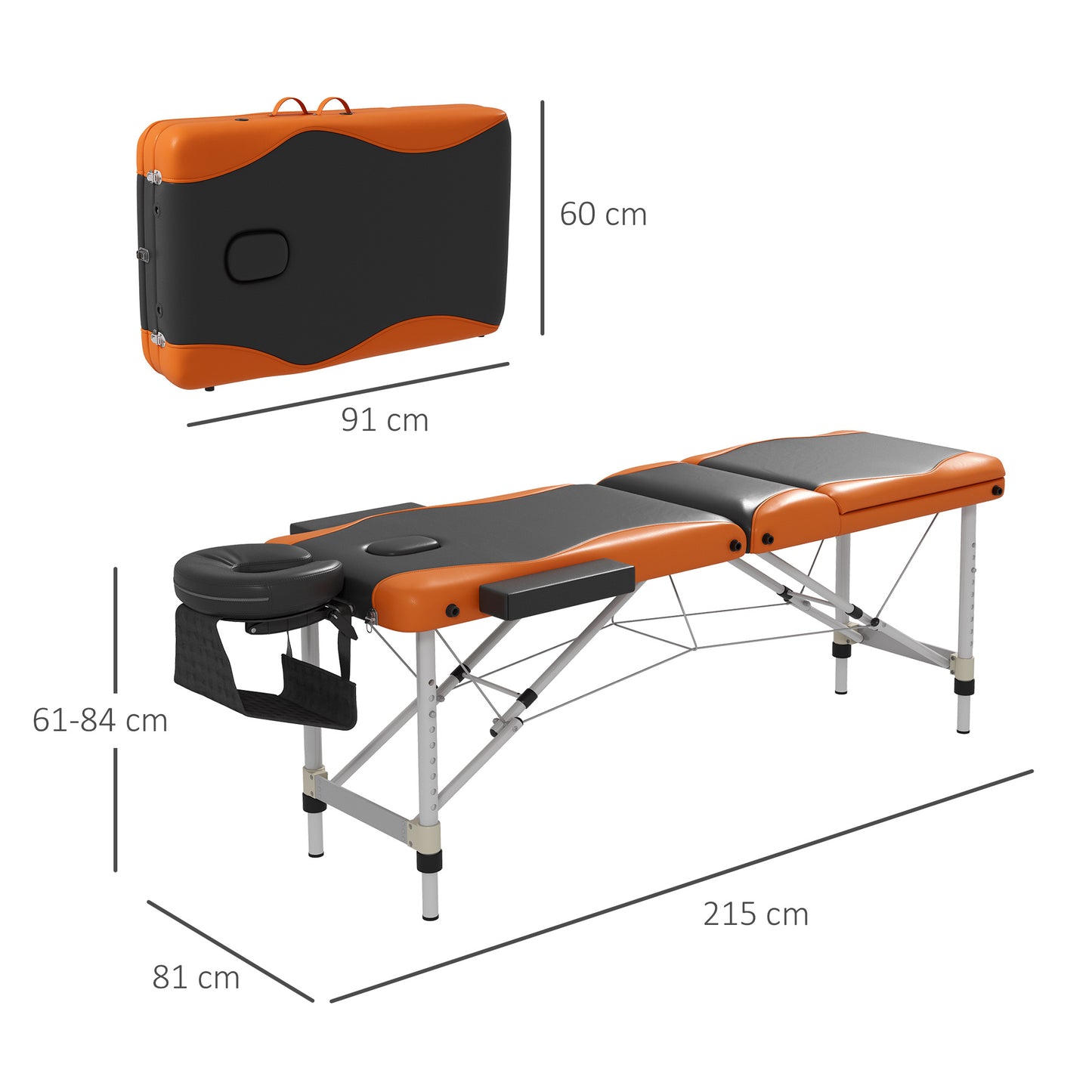 Foldable Massage Bed Portable Table, 3-Section Aluminium Foldable Beauty Couch