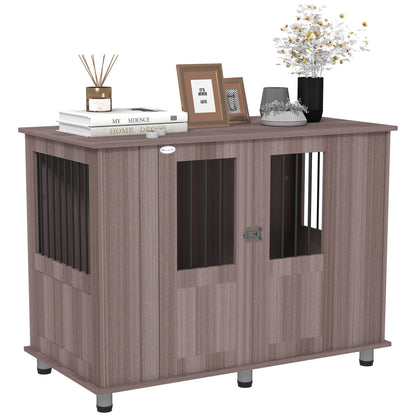 Dog Crate Table for Medium and Large Dogs with Magnetic Door for Indoor Use, 114 x 60 x 82 cm, Purple